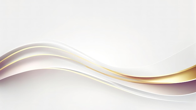 Photo abstract white background with golden wavy lines