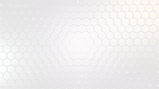 Abstract white background with hexagons pattern full screen