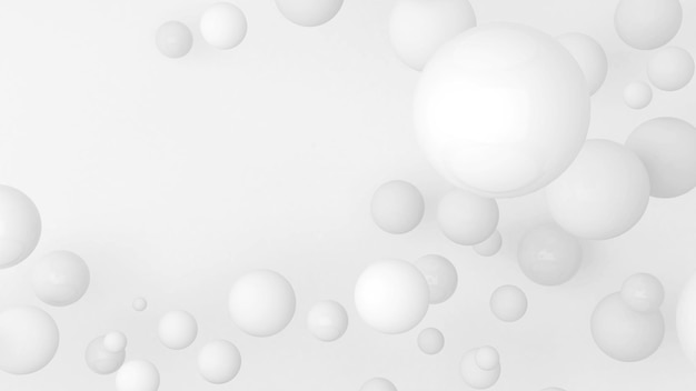 白い背景の上の抽象的な白いボール、3dレンダリング