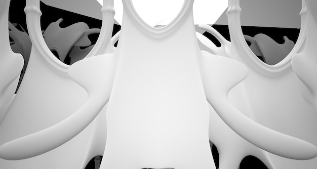Абстрактный белый и черный готический интерьер 3D иллюстрация и рендеринг