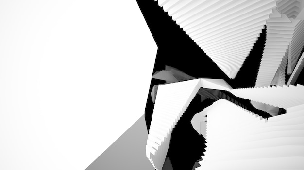 Foto spazio pubblico multilivello interno bianco e nero astratto con illustrazione 3d della finestra