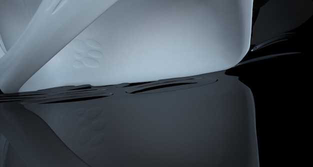 ウィンドウの 3 D イラストとレンダリングで抽象的な白と黒の滑らかなパラメトリック インテリア