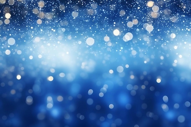 Abstract white and blue bokeh lights background with motion blur