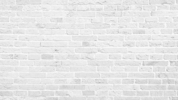 Abstract white brick wall texture for pattern background. wide panorama picture.