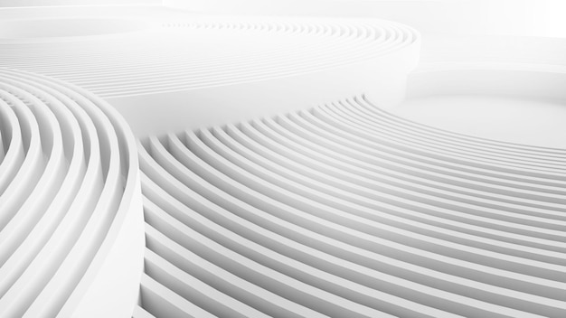 Abstract White Circle Wave Shapes BackgroundMotion abstract backgroundswhite circle stripes 3D rendering