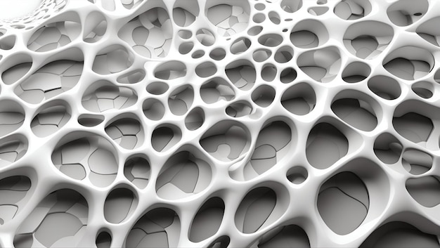 Abstract white color 3d voronoi texture overlaid patterns background design