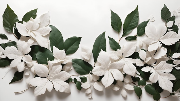 写真 白い色の葉のデザインの壁紙と抽象的な白い色の背景