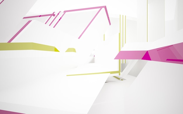 Photo abstract white and colored gradient glasses interior multilevel public space with window 3d