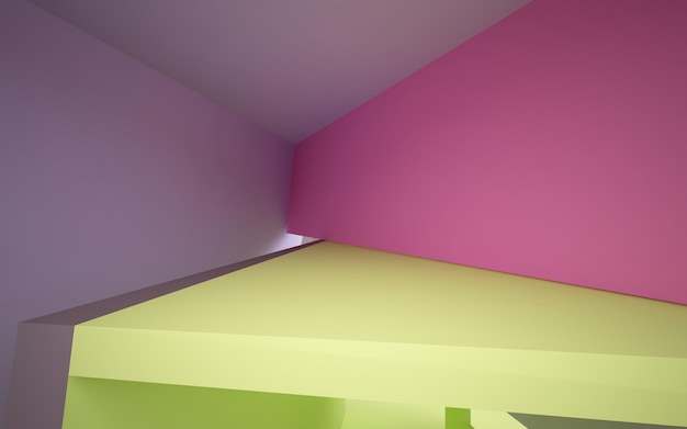 Abstract white and colored gradient glasses interior multilevel public space with window 3D