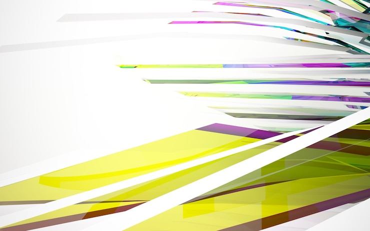 Photo abstract white and colored gradient glasses interior with window 3d illustration