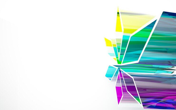 Photo abstract white and colored gradient glasses parametric interior with window. 3d