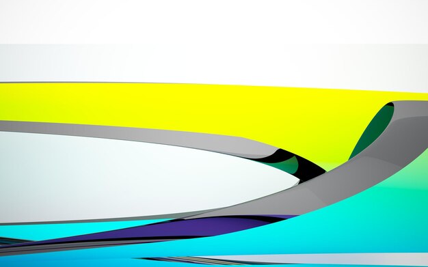Abstract white and colored gradient parametric interior with window. 3D