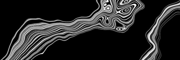 Abstract white contour lines on black background