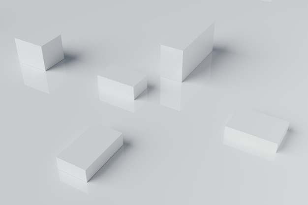 Abstract white cube block 3d rendering