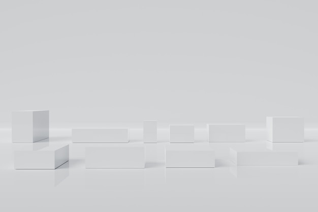 Abstract white cube block 3d rendering