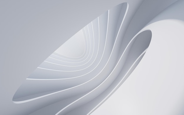 抽象的な白い曲線ジオメトリ背景 3 d レンダリング