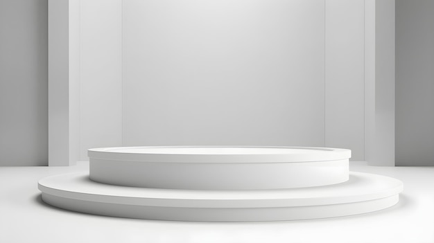 Abstract white cylinder pedestal podium product display white background 3D rendering AI generated