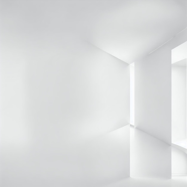 Abstract white empty room with white wall floor and ceiling with smooth textures background