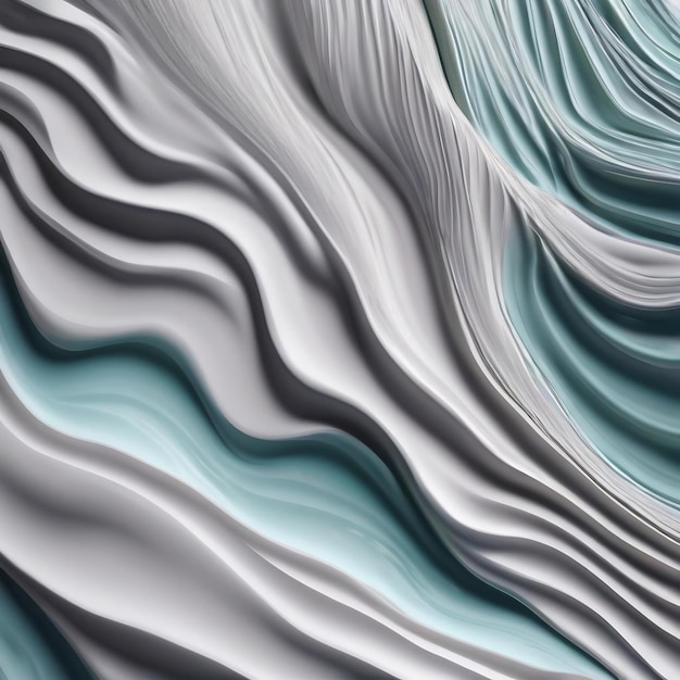 Abstract white flowing liquid wave lines background 3d rendering