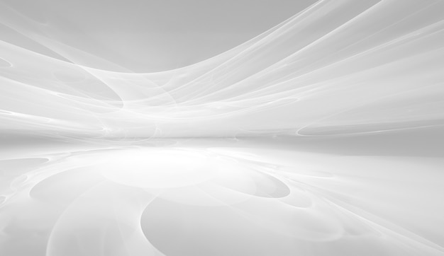 Abstract white futuristic background with fractal horizon