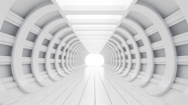 Foto abstract bianco futuristico architetto di tunnel geometrico