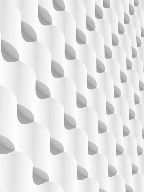 Abstract white geometric architecture, wave pattern, modern building facade design. 3d rendering.