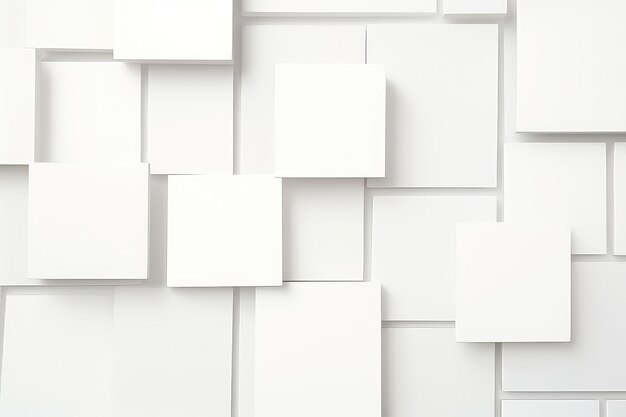 Photo abstract white geometric background with square blank cards mockup