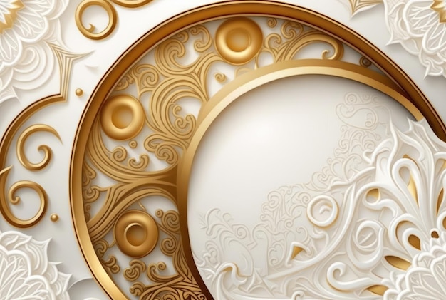 Abstract White and gold background with Arabic ornaments