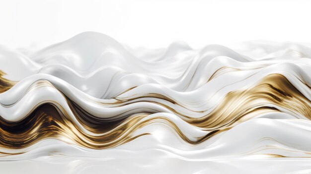 Abstract white golden liquid wavy background Generative AI