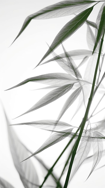 Abstract white green bamboo leaves on soft background