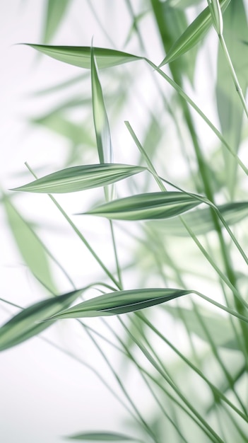 Abstract white green bamboo leaves on soft background