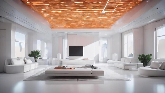 Abstract white interior of the future 3d illustration and rendering