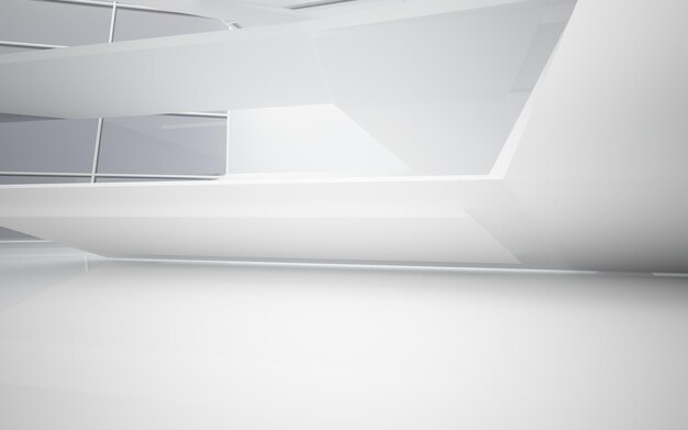 Abstract white interior of the future. 3D illustration and rendering