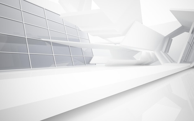 Abstract white interior of the future. 3D illustration and rendering