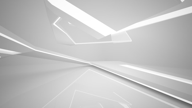 Abstract white interior of the future 3D illustration and rendering