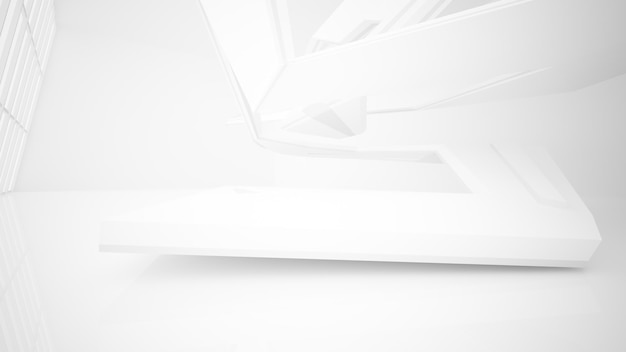 Abstract white interior of the future 3D illustration and rendering