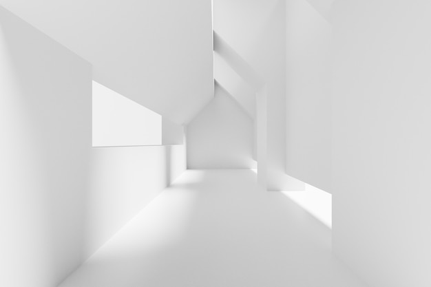 Abstract white interior of the future. 3D rendering.