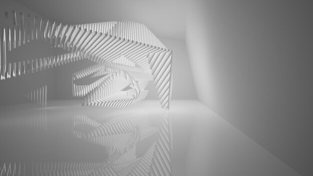 abstract white interior of the future with neon lighting 3d illustration and rendering