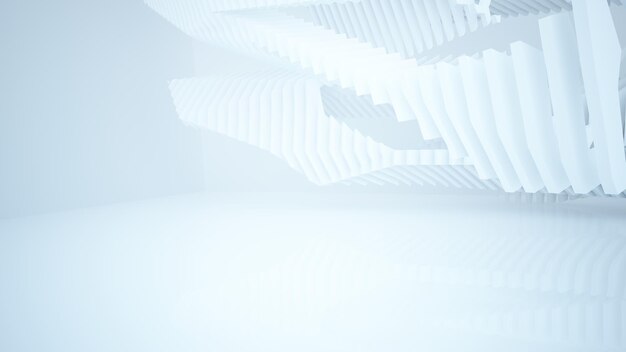 Abstract white interior of the future with neon lighting 3d illustration and rendering