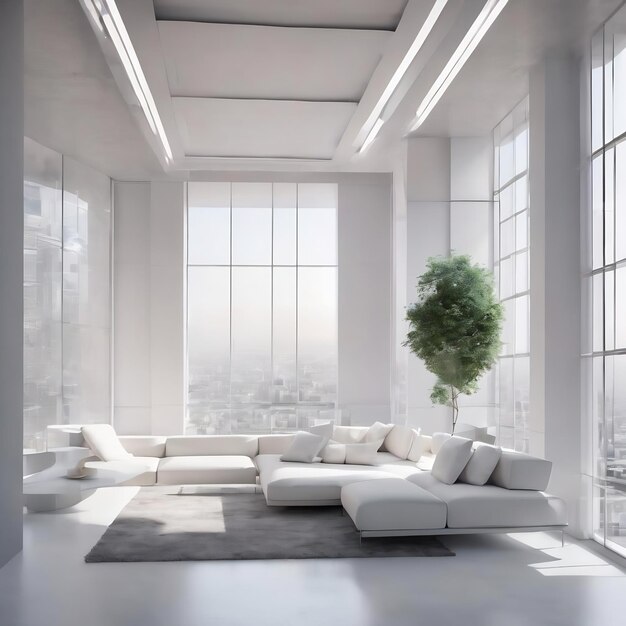 Abstract white interior highlights future architectural background 3d illustration and rendering