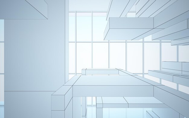 Абстрактный белый интерьер подчеркивает будущее Многоугольный рисунок Архитектурный фон 3D