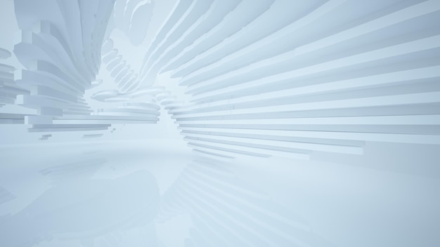 Abstract white interior with window 3D illustration and rendering