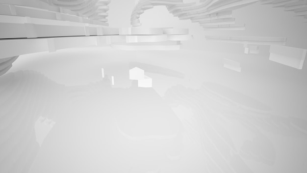 Abstract white interior with window 3D illustration and rendering