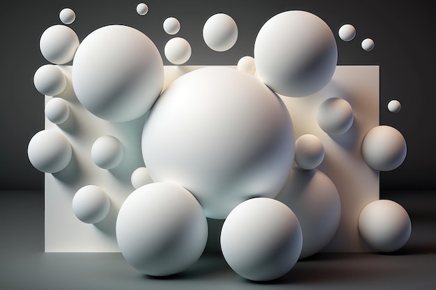 抽象的な白い多くの球体のデザインの背景 AI 生成