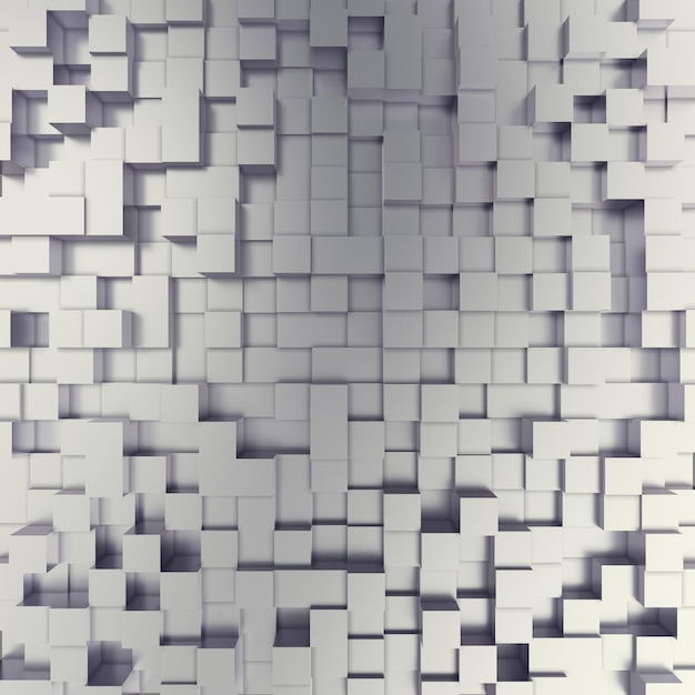 Abstract white metallic cubes background 3d illustration