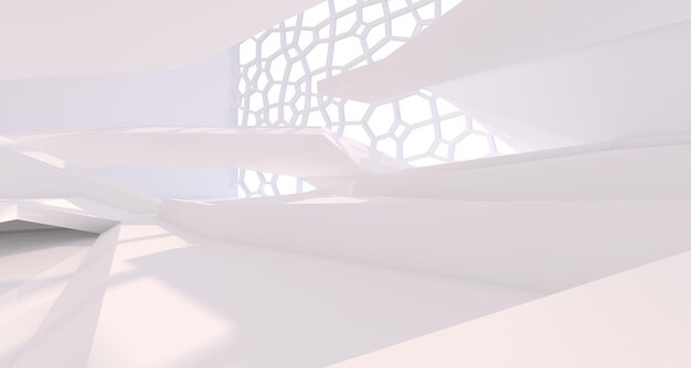 Photo abstract white minimalistic architectural interior with window 3d illustration and rendering