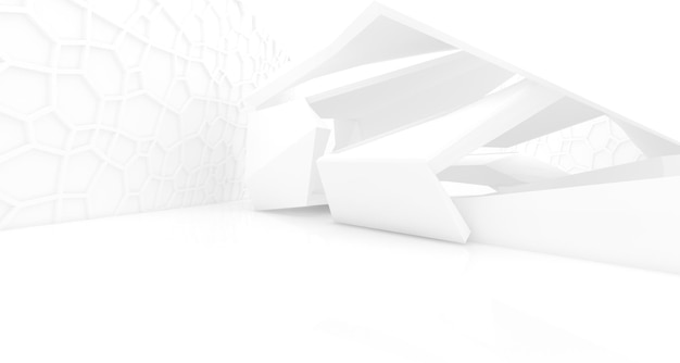 Abstract white minimalistic architectural interior with window 3D illustration and rendering