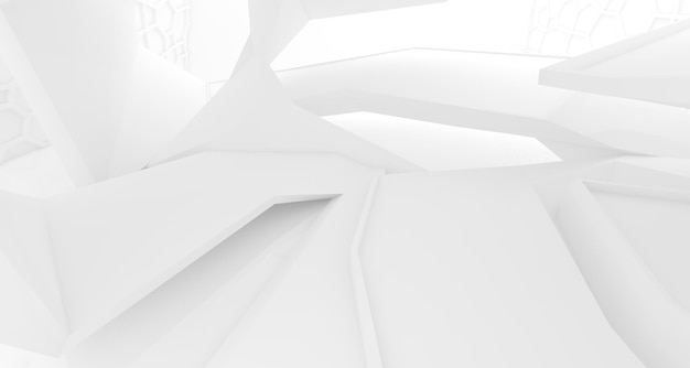 Abstract white minimalistic architectural interior with window 3D illustration and rendering