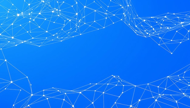 Abstract white network connection on blue background