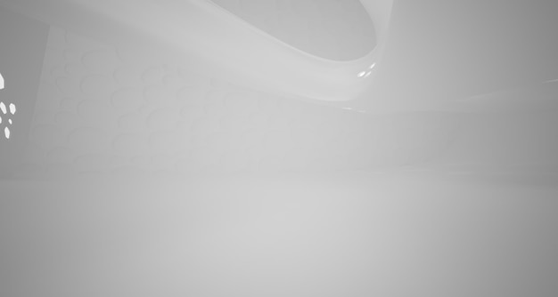 Abstract white parametric interior with window 3D illustration and rendering